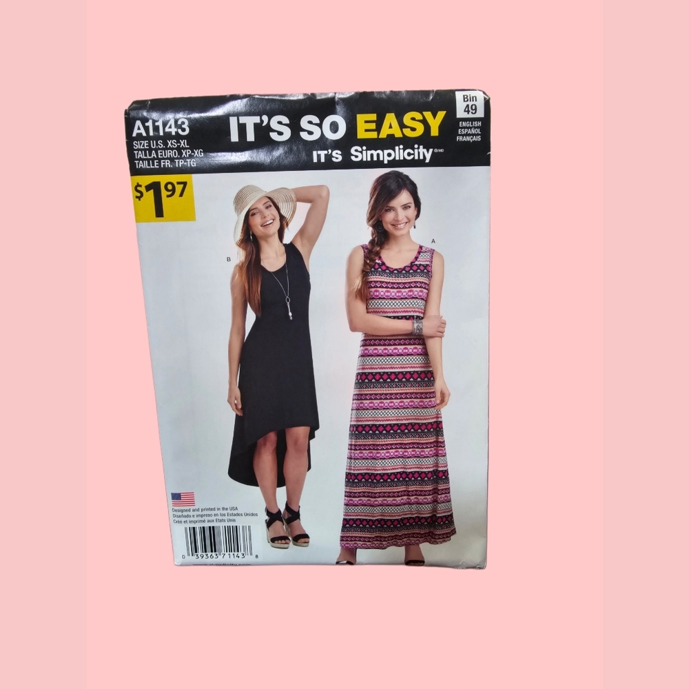 Uncut Simplicity Pattern A1143